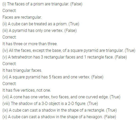 ML Aggarwal Class 7 Solutions for ICSE Maths Chapter 15 Visualising Solid Shapes Objective Type Questions 3