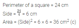 ML Aggarwal Class 7 Solutions for ICSE Maths Chapter 16 Perimeter and Area Objective Type Questions 3