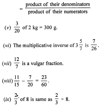 ML Aggarwal Class 7 Solutions for ICSE Maths Chapter 2 Fractions and Decimals Objective Type Questions 5