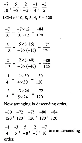 ML Aggarwal Class 7 Solutions for ICSE Maths Chapter 3 Rational Numbers Check Your Progress 12