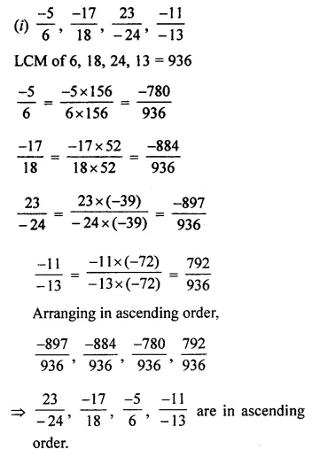ML Aggarwal Class 7 Solutions for ICSE Maths Chapter 3 Rational Numbers Check Your Progress 9