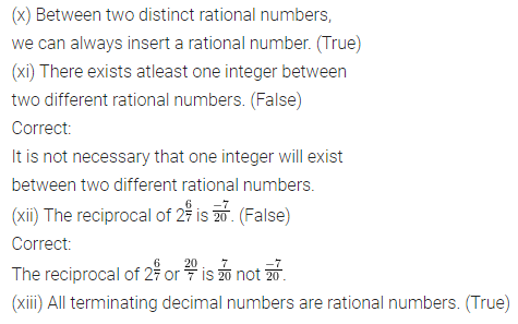 ML Aggarwal Class 7 Solutions for ICSE Maths Chapter 3 Rational Numbers Objective Type Questions 3