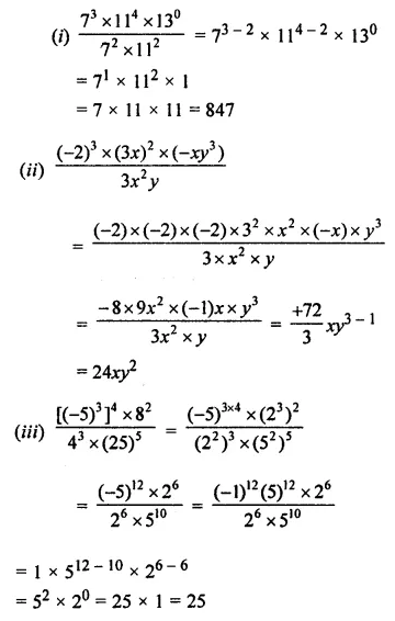 ML Aggarwal Class 7 Solutions for ICSE Maths Chapter 4 Exponents and Powers Check Your Progress 3