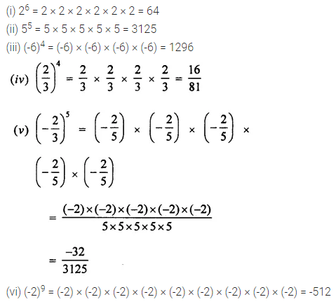 ML Aggarwal Class 7 Solutions for ICSE Maths Chapter 4 Exponents and Powers Ex 4.1 2