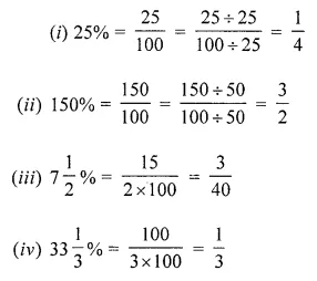 ML Aggarwal Class 7 Solutions for ICSE Maths Chapter 7 Percentage and Its Applications Ex 7.1 1