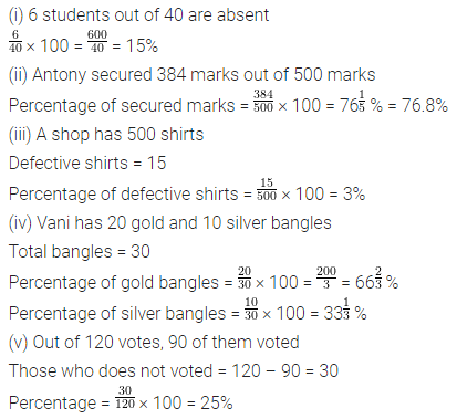 ML Aggarwal Class 7 Solutions for ICSE Maths Chapter 7 Percentage and Its Applications Ex 7.1 3