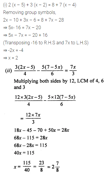 ML Aggarwal Class 7 Solutions for ICSE Maths Chapter 9 Linear Equations and Inequalities Check Your Progress 2