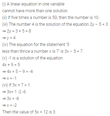 ML Aggarwal Class 7 Solutions for ICSE Maths Chapter 9 Linear Equations and Inequalities Objective Type Questions 1