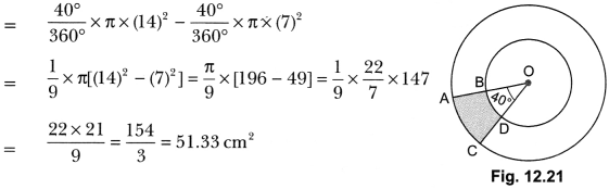 Areas Related to Circles Class 10 Extra Questions Maths Chapter 12 with Solutions Answers 40