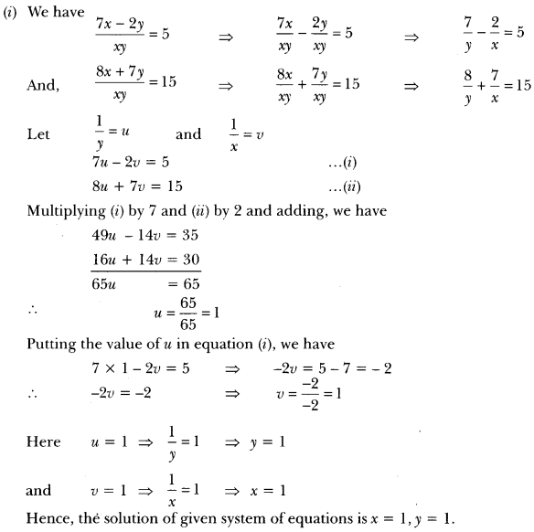 linear equations questions class 10