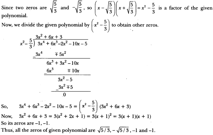 Polynomials Class 10 Extra Questions Maths Chapter 2 with Solutions Answers 26