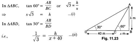 Some Applications of Trigonometry Class 10 Extra Questions Maths Chapter 9 with Solutions Answers 12