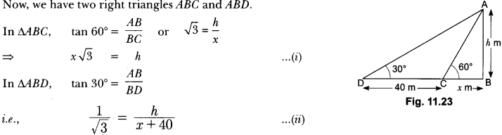 Some Applications of Trigonometry Class 10 Extra Questions Maths Chapter 9 with Solutions Answers 13