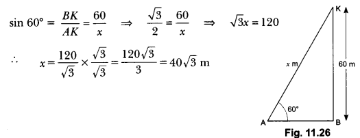 Some Applications of Trigonometry Class 10 Extra Questions Maths Chapter 9 with Solutions Answers 17