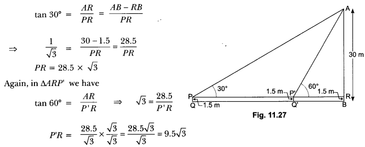 Some Applications of Trigonometry Class 10 Extra Questions Maths Chapter 9 with Solutions Answers 18