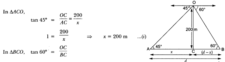 Some Applications of Trigonometry Class 10 Extra Questions Maths Chapter 9 with Solutions Answers 21