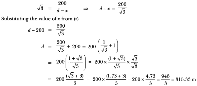 Some Applications of Trigonometry Class 10 Extra Questions Maths Chapter 9 with Solutions Answers 22