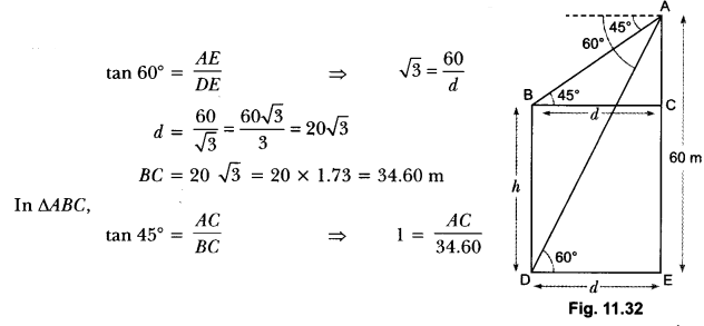 Some Applications of Trigonometry Class 10 Extra Questions Maths Chapter 9 with Solutions Answers 24