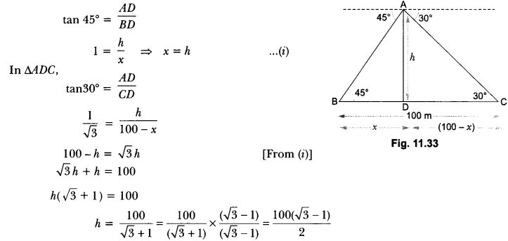 Some Applications of Trigonometry Class 10 Extra Questions Maths Chapter 9 with Solutions Answers 25