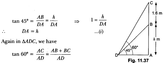 Some Applications of Trigonometry Class 10 Extra Questions Maths Chapter 9 with Solutions Answers 29