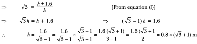 Some Applications of Trigonometry Class 10 Extra Questions Maths Chapter 9 with Solutions Answers 30