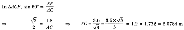 Some Applications of Trigonometry Class 10 Extra Questions Maths Chapter 9 with Solutions Answers 38