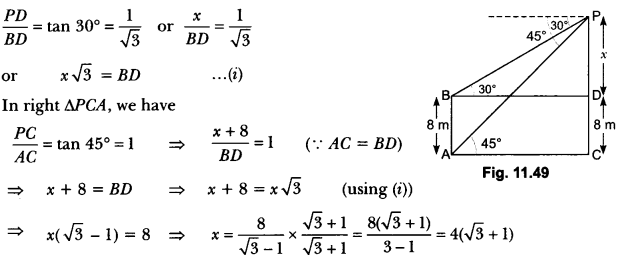 Some Applications of Trigonometry Class 10 Extra Questions Maths Chapter 9 with Solutions Answers 46