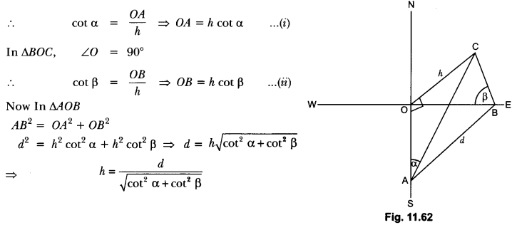 Some Applications of Trigonometry Class 10 Extra Questions Maths Chapter 9 with Solutions Answers 73