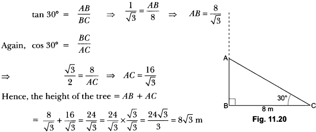 Some Applications of Trigonometry Class 10 Extra Questions Maths Chapter 9 with Solutions Answers 8