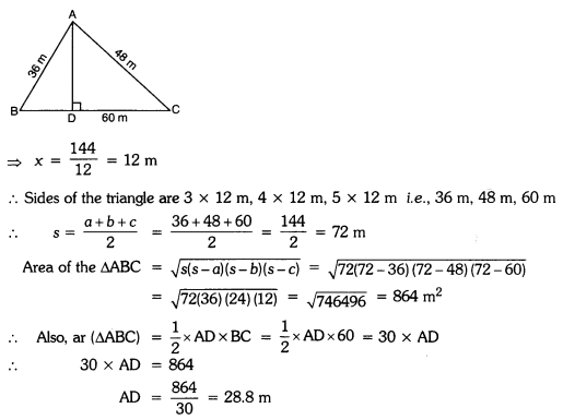 Heron S Formula Class 9 Extra Questions Maths Chapter 12 With Solutions Answers