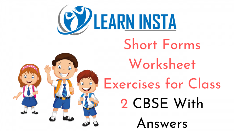 Short Forms Worksheet Exercises for Class 2 Examples with Answers CBSE