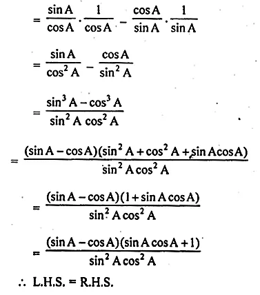 ML Aggarwal Class 10 Solutions for ICSE Maths Chapter 18 Trigonometric Identities Chapter Test Q9.3