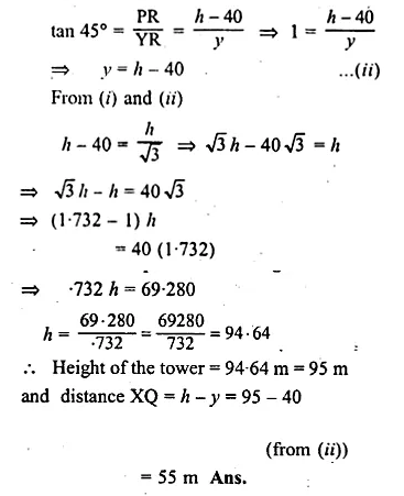 ML Aggarwal Class 10 Solutions for ICSE Maths Chapter 20 Heights and Distances Chapter Test Q6.3