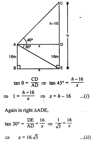 ML Aggarwal Class 10 Solutions for ICSE Maths Chapter 20 Heights and Distances Chapter Test Q8.1