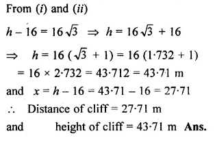 ML Aggarwal Class 10 Solutions for ICSE Maths Chapter 20 Heights and Distances Chapter Test Q8.2