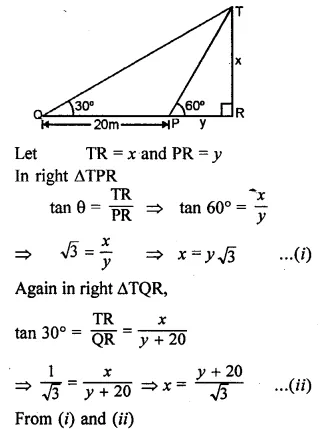 ML Aggarwal Class 10 Solutions for ICSE Maths Chapter 20 Heights and Distances Ex 20 Q17.1