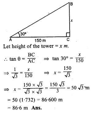 ML Aggarwal Class 10 Solutions for ICSE Maths Chapter 20 Heights and Distances Ex 20 Q2.1