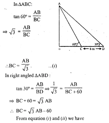 ML Aggarwal Class 10 Solutions for ICSE Maths Chapter 20 Heights and Distances Ex 20 Q20.1