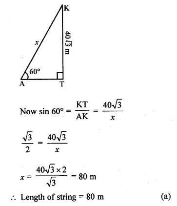 ML Aggarwal Class 10 Solutions for ICSE Maths Chapter 20 Heights and Distances MCQS Q3.1
