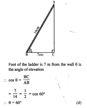 ML Aggarwal Class 10 Solutions for ICSE Maths Chapter 20 Heights and Distances MCQS Q6.1
