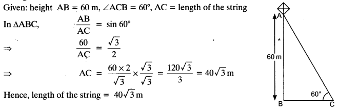 NCERT Solutions for Class 10 Maths Chapter 9 Some Applications of Trigonometry Ex 9.1 7