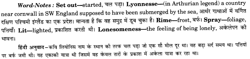 NCERT Solutions for Class 8 English Honeydew Poem Chapter 7 When I Set Out for Lyonnesse Q1.1
