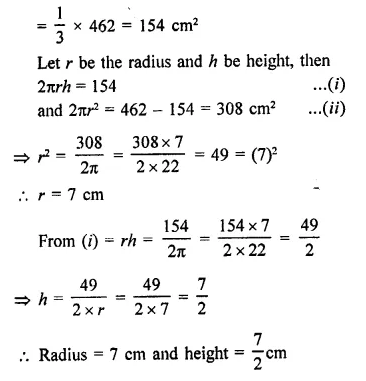 RD Sharma Class 9 Solutions Chapter 19 Surface Areas and Volume of a Circular Cylinder Ex 19.1 Q12.1