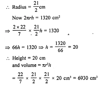 RD Sharma Class 9 Solutions Chapter 19 Surface Areas and Volume of a Circular Cylinder Ex 19.2 Q11.1