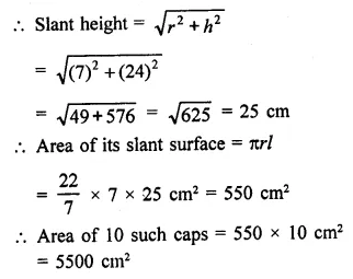 RD Sharma Class 9 Solutions Chapter 20 Surface Areas and Volume of A Right Circular Cone Ex 20.1 11.1