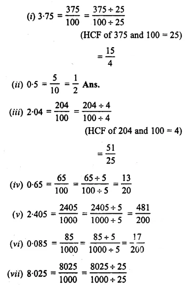 Selina Concise Mathematics Class 7 ICSE Solutions Chapter 4 Decimal Fractions (Decimals) Ex 4A 1