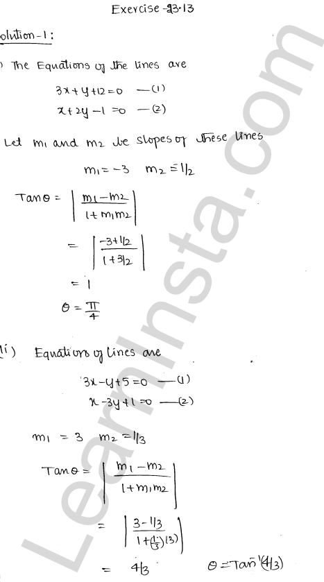 RD Sharma Class 11 Solutions Chapter 23 The Straight Lines Ex 23.13 1.1