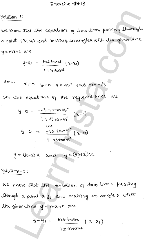 RD Sharma Class 11 Solutions Chapter 23 The Straight Lines Ex 23.18 1.1