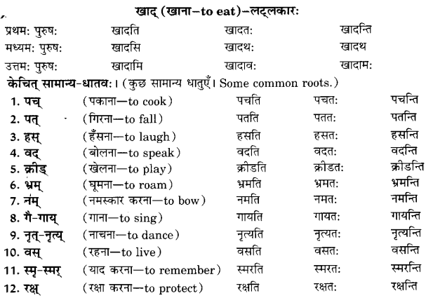 Class 6 Sanskrit Grammar Book Solutions क्रियापदानि तथा धातुरूपाणि 4