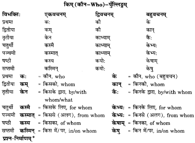 Class 6 Sanskrit Grammar Book Solutions सर्वनाम शब्द-रूपाणि तथा वाक्यप्रयोगः 12
